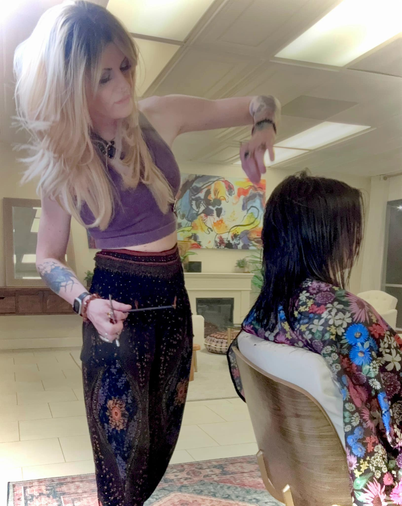 Hair stylist during a private consultation