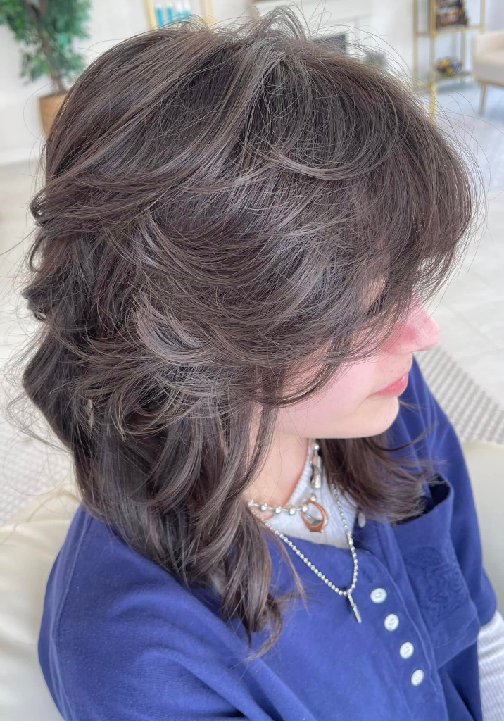 Dimensional brunette balayage hair texture